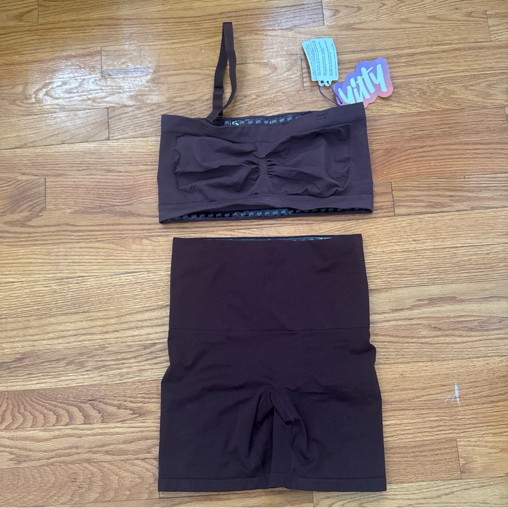 YITTY Brown Shapewear Set with Seamless Design